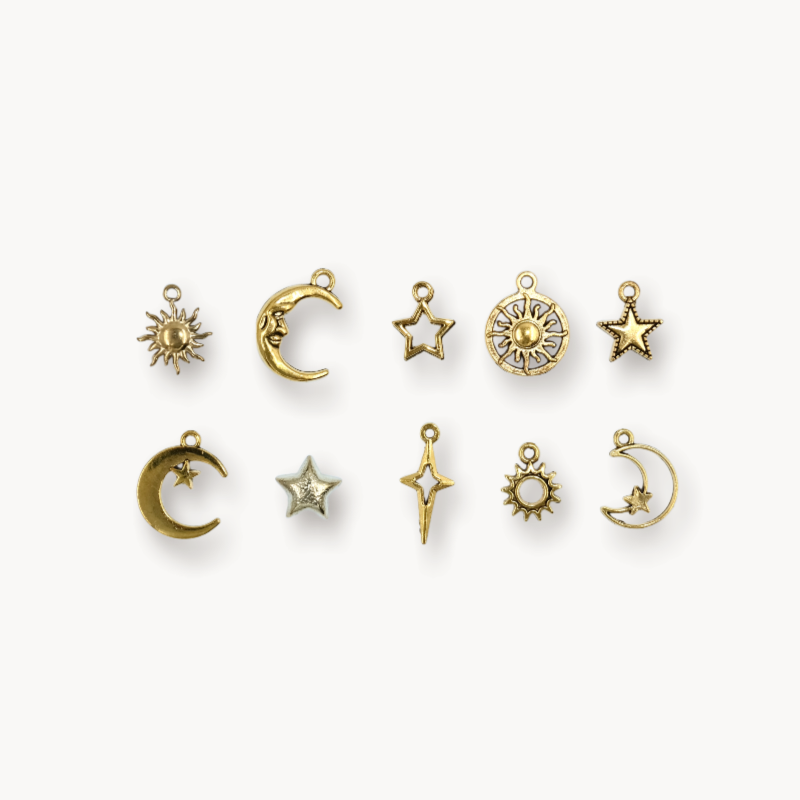 Gold Moon and Star - Midi Charm