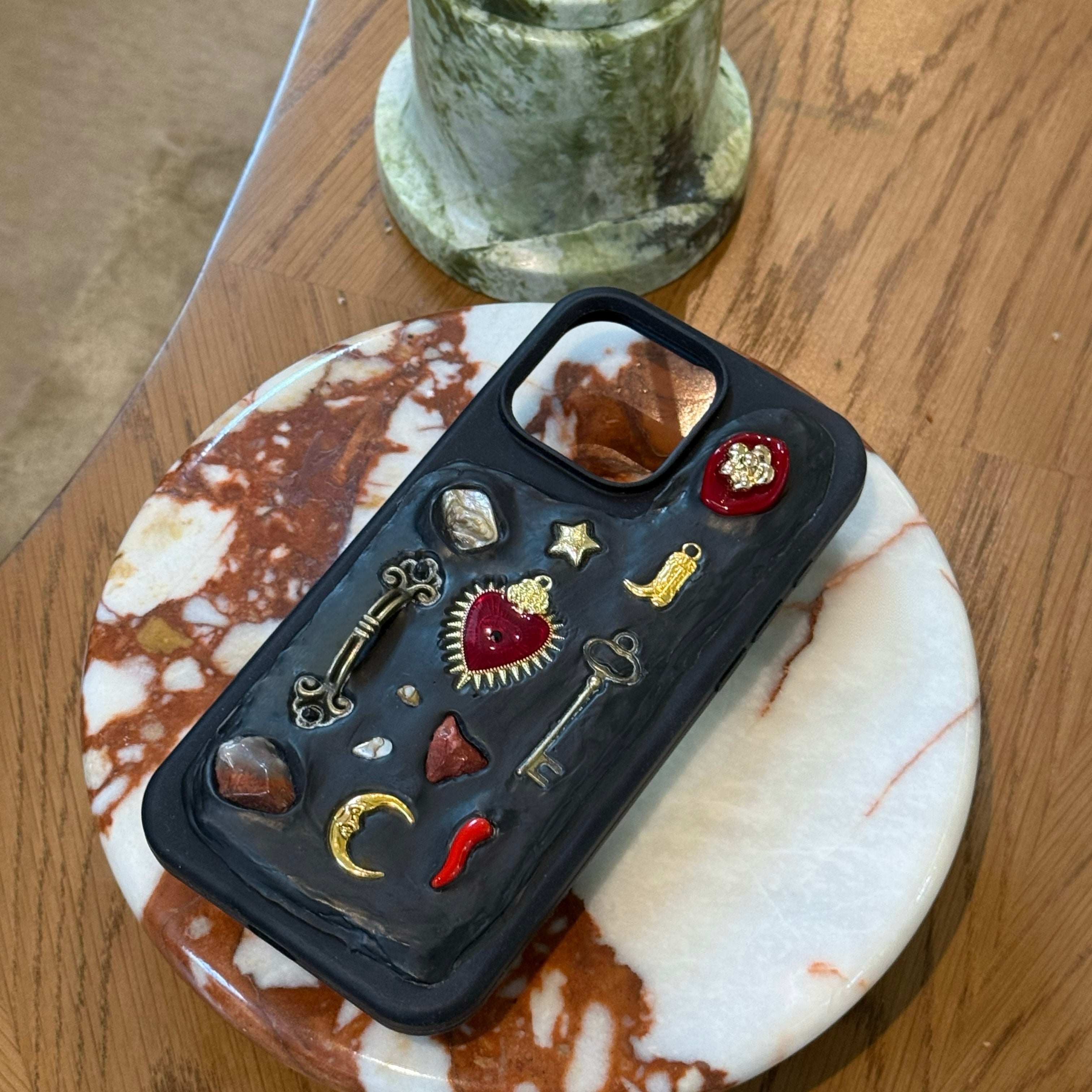 Burning Heart (Gold) - Custom charm phone case