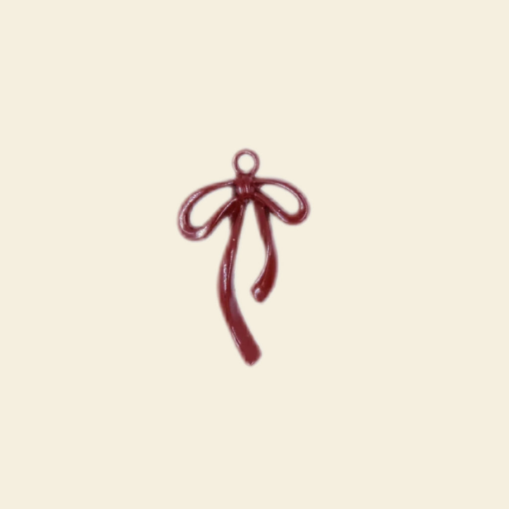 Burgundy ribbon bow - Midi Charm
