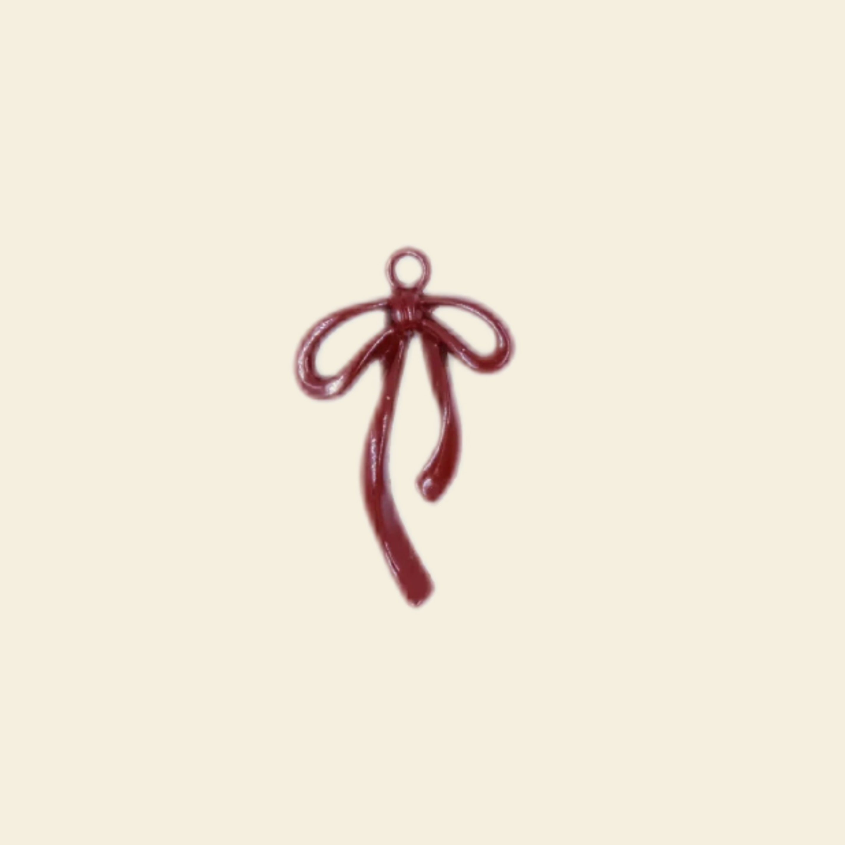 Burgundy ribbon bow - Midi Charm