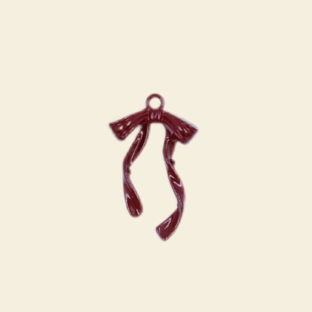 Burgundy ribbon bow - Midi Charm