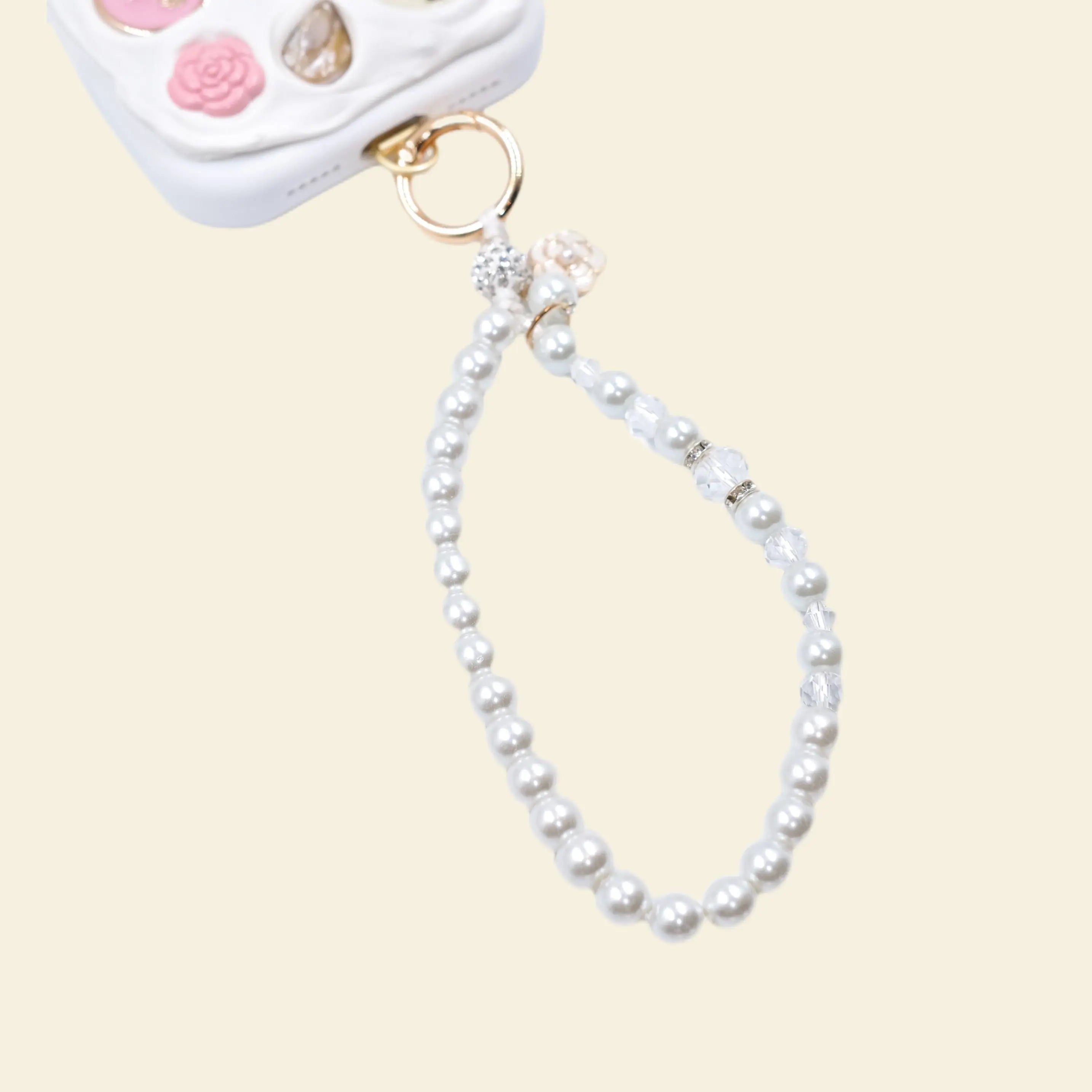 Crystal pearl phone strap
