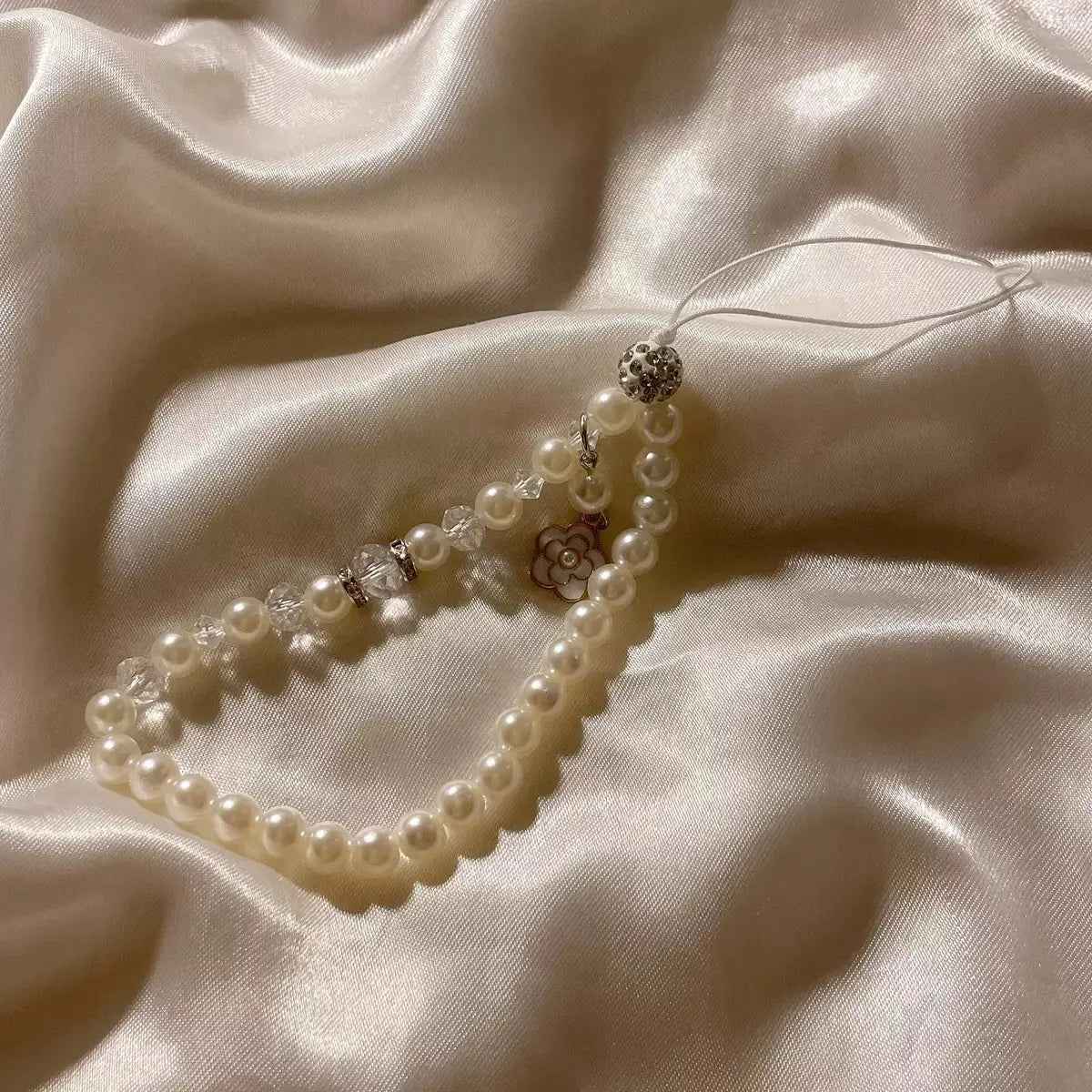 Crystal pearl phone strap