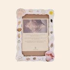 Birthday gift for her seashell photo frame home decor: Coastal Bloom handmade photo frame with pearls.
