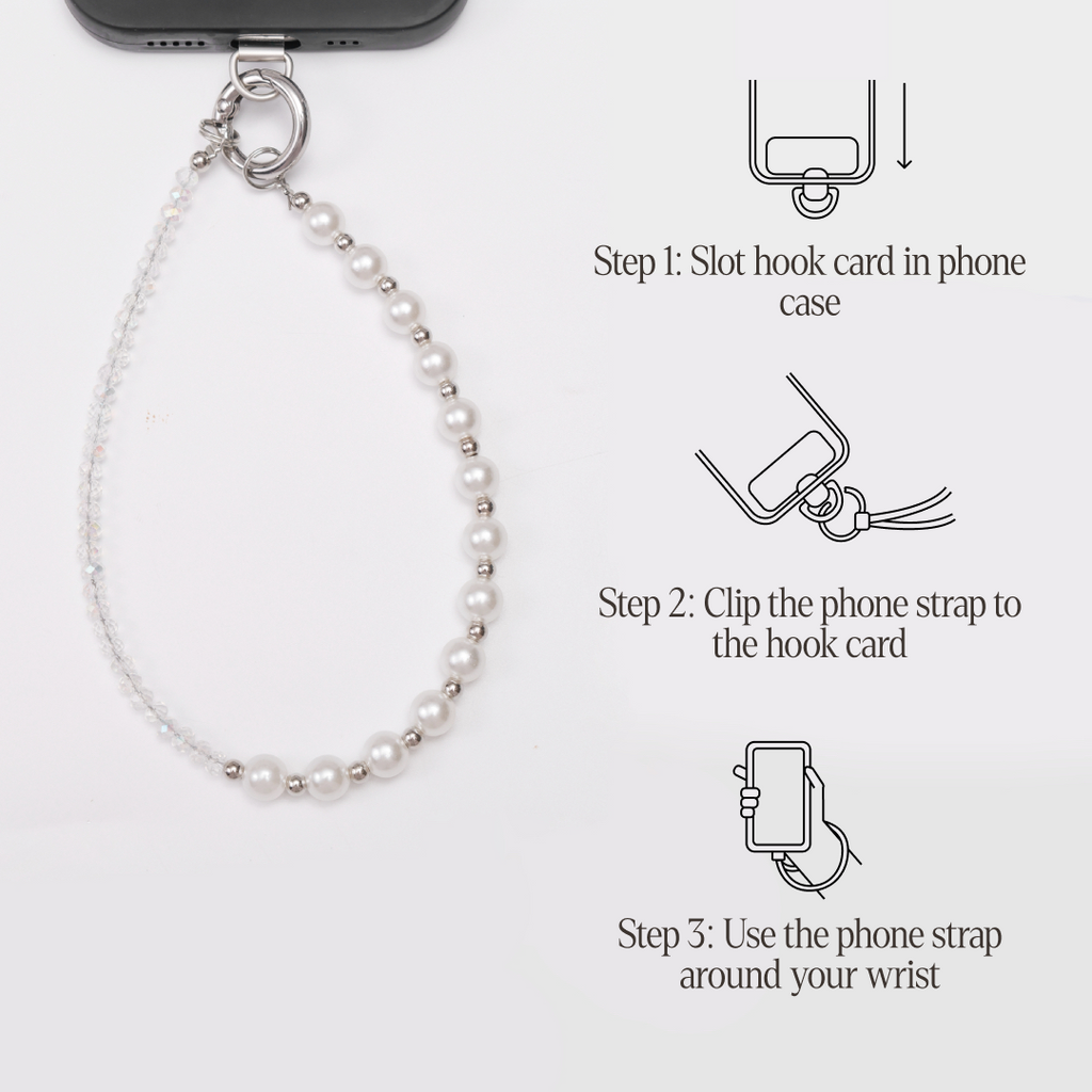 Crystal pearl phone strap