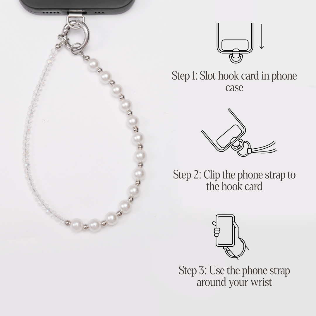 Crystal pearl phone strap