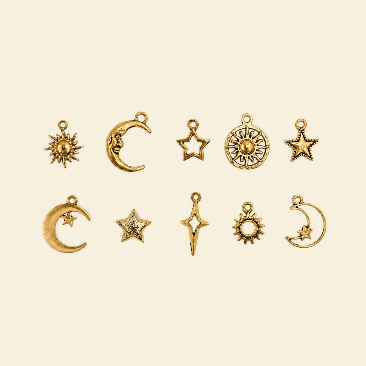 Gold Moon, Star, Sun - Midi Charm Random pick