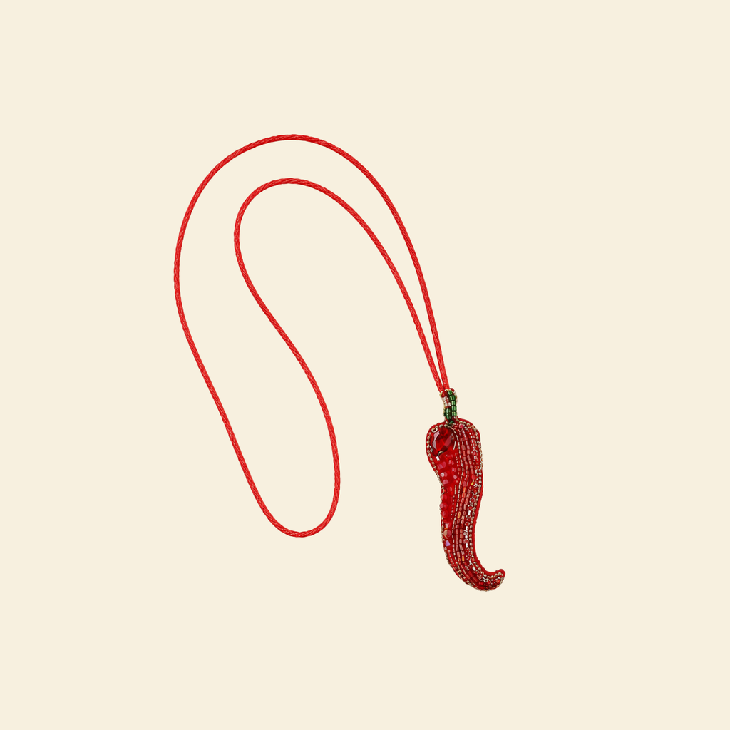 The Hot Stuff hand-beaded red chilli bag charm