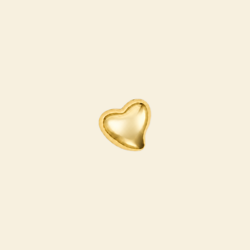 Glossy gold puffed heart midi charm