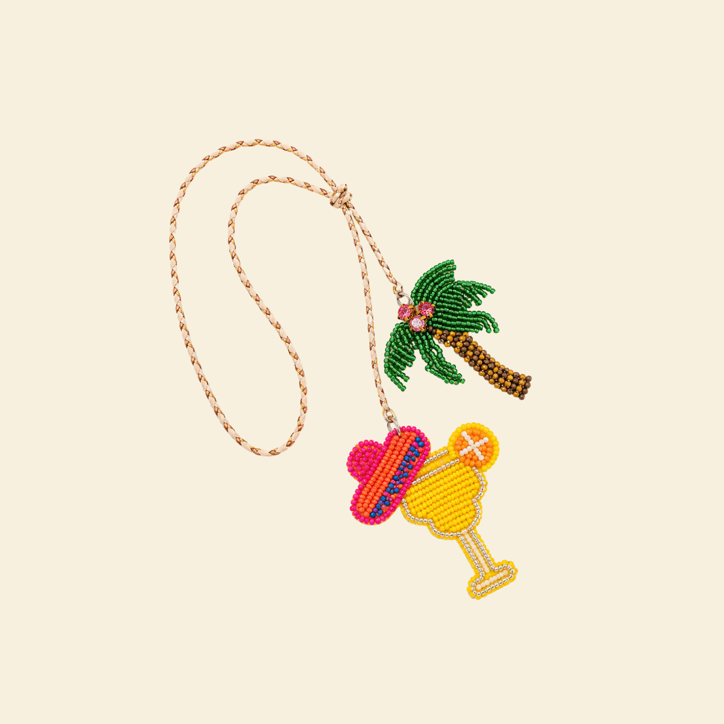 The Palm and Piña Pair hand-beaded bag charm