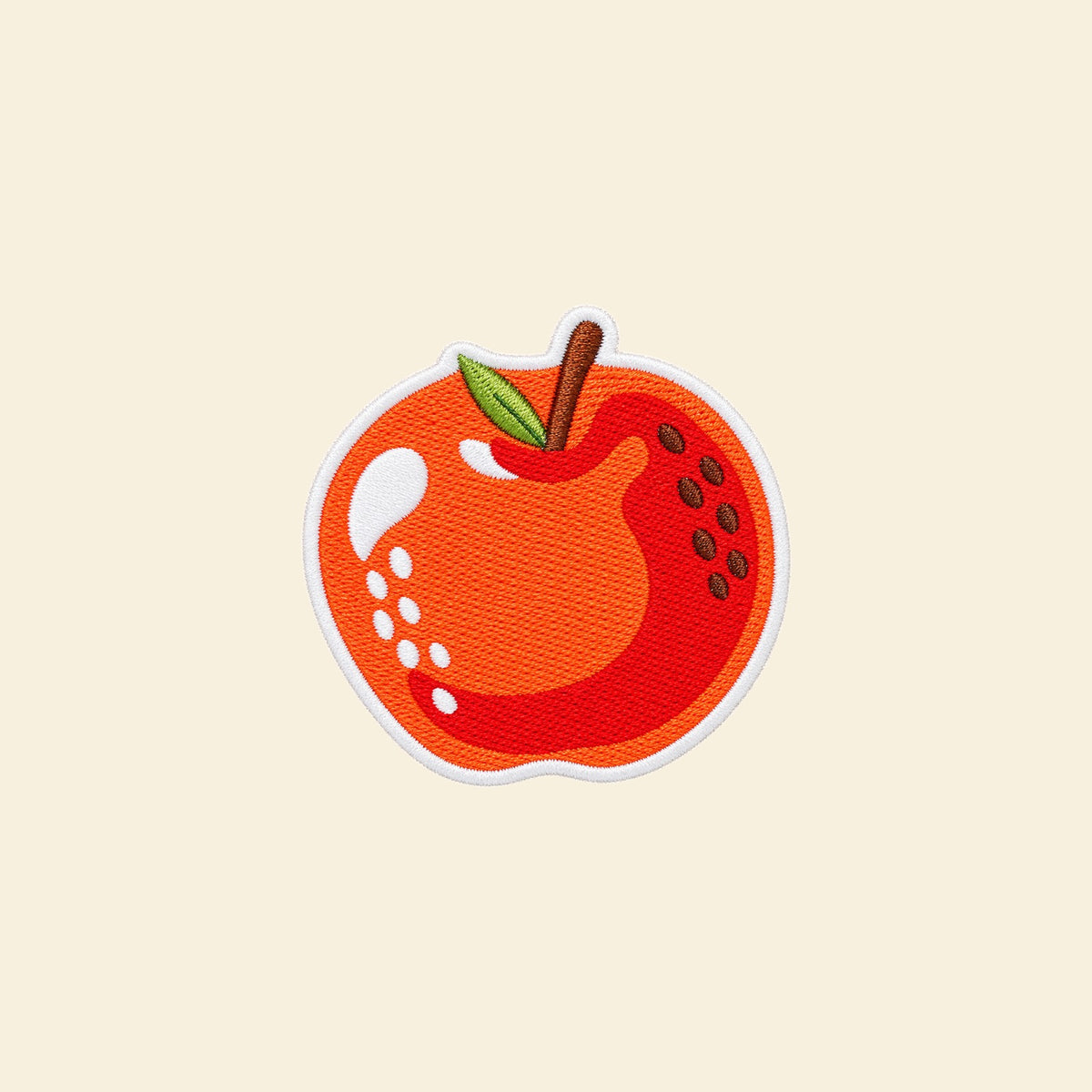 Red apple embroidered tote bag patch