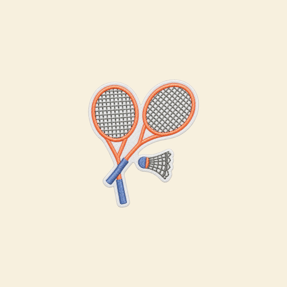 Badminton rackets and shuttlecock embroidered patch for a personalised tote bag