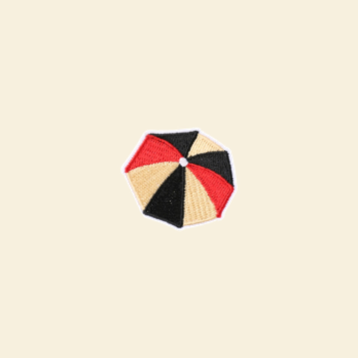 Striped beach umbrella patch for personalising a canvas tote