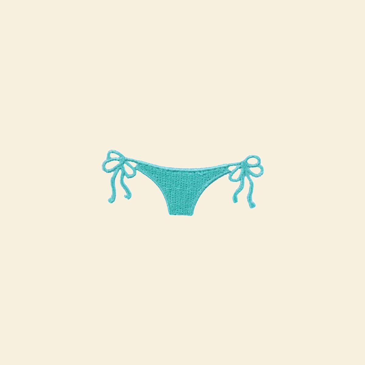 Turquoise bikini bottom embroidered tote bag patch