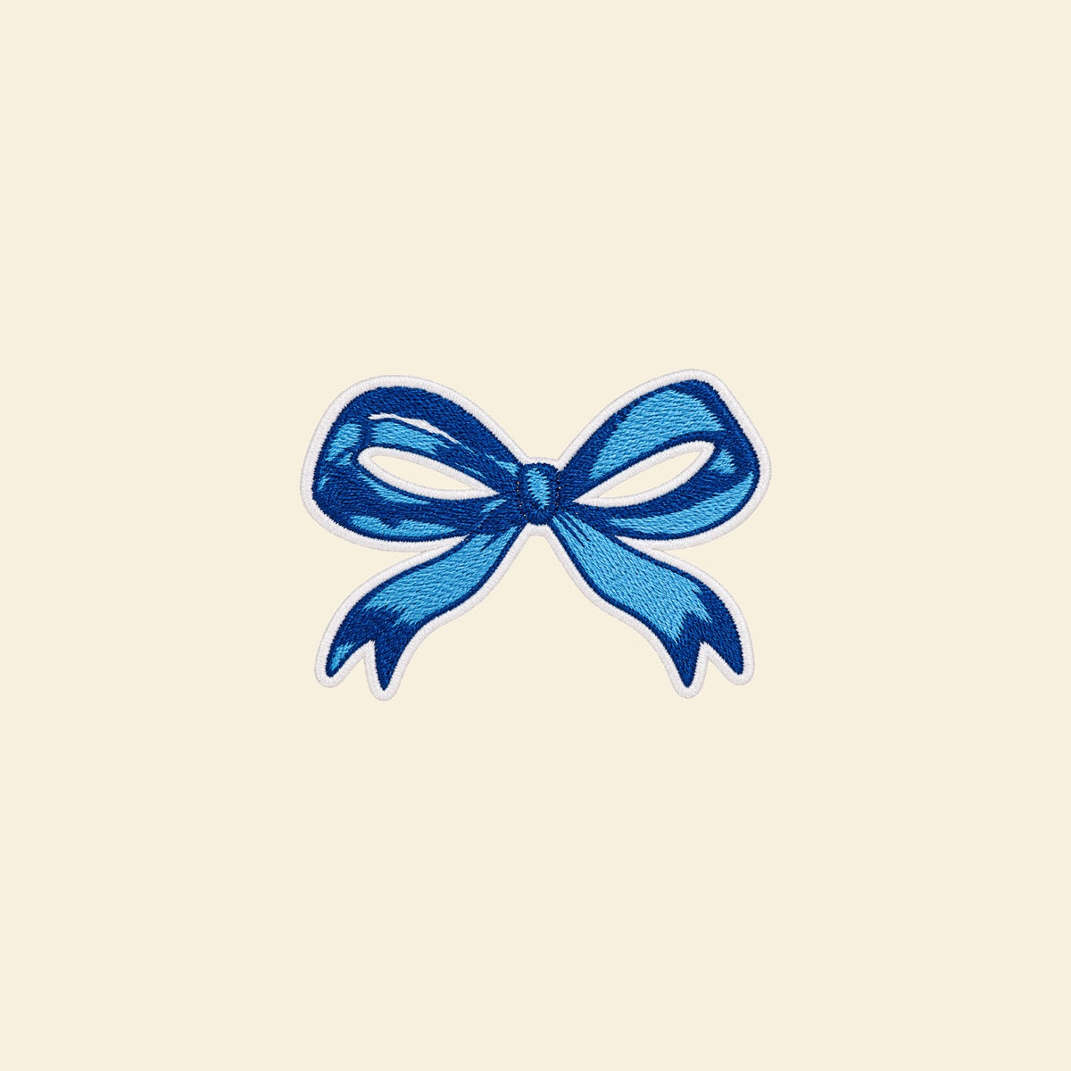 Royal blue ribbon bow embroidered bag patch