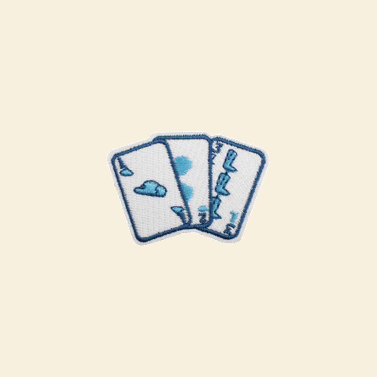 Blue and white playing cards iron-on patch for a custom tote bag