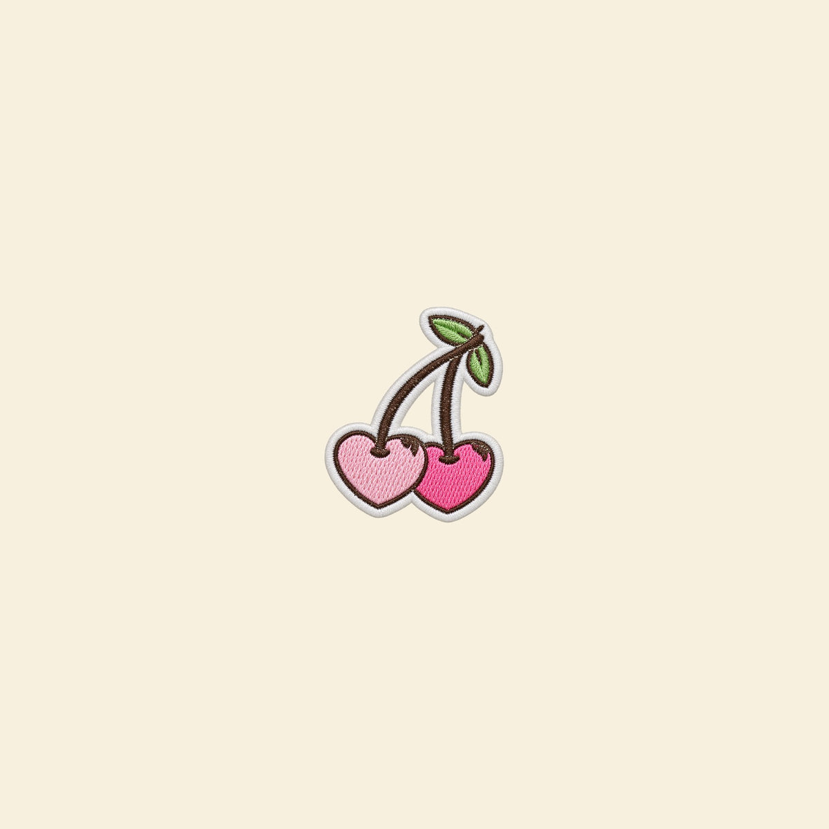 Pink heart cherries embroidered patch for a personalised tote bag