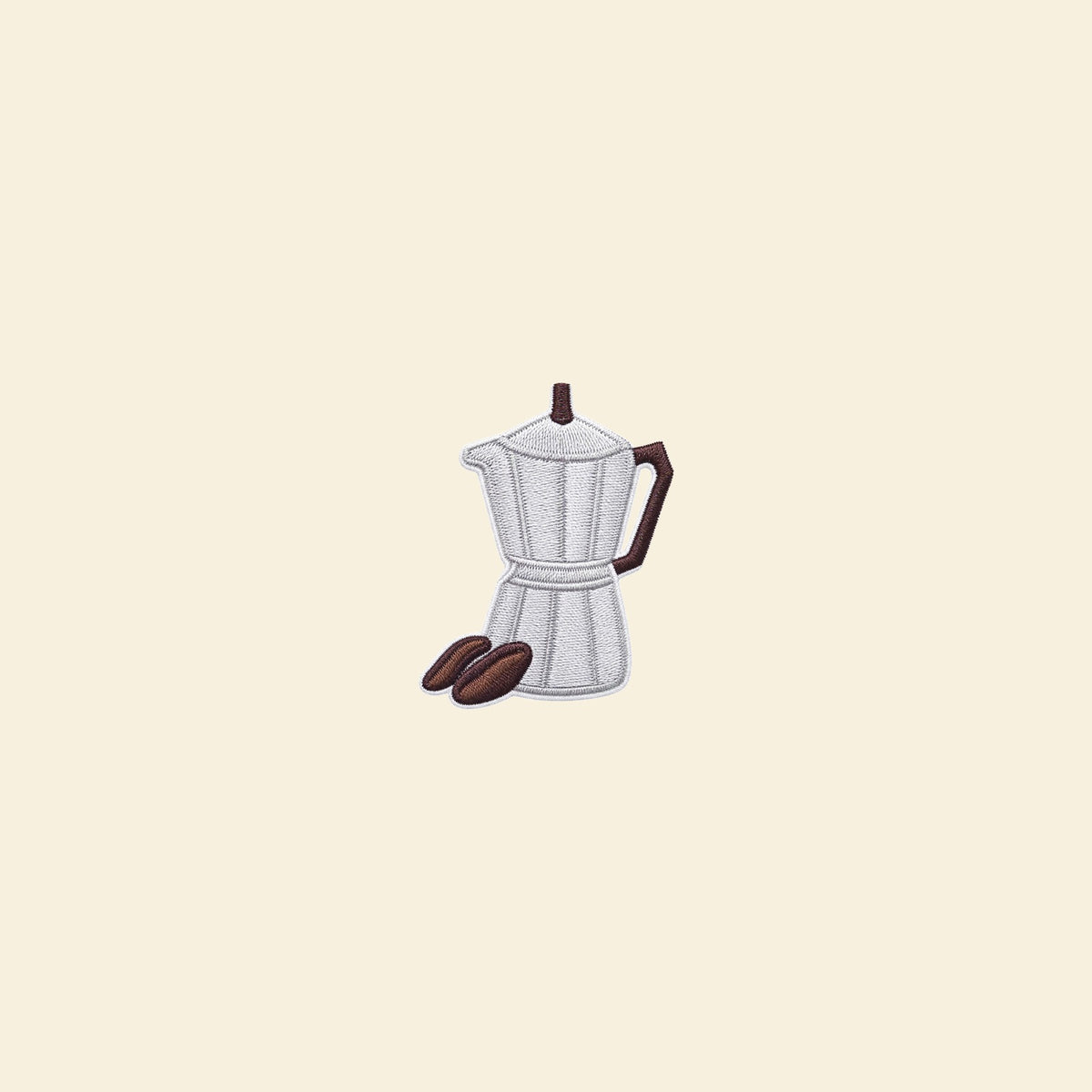 Stovetop coffee pot embroidered patch for a personalised tote bag