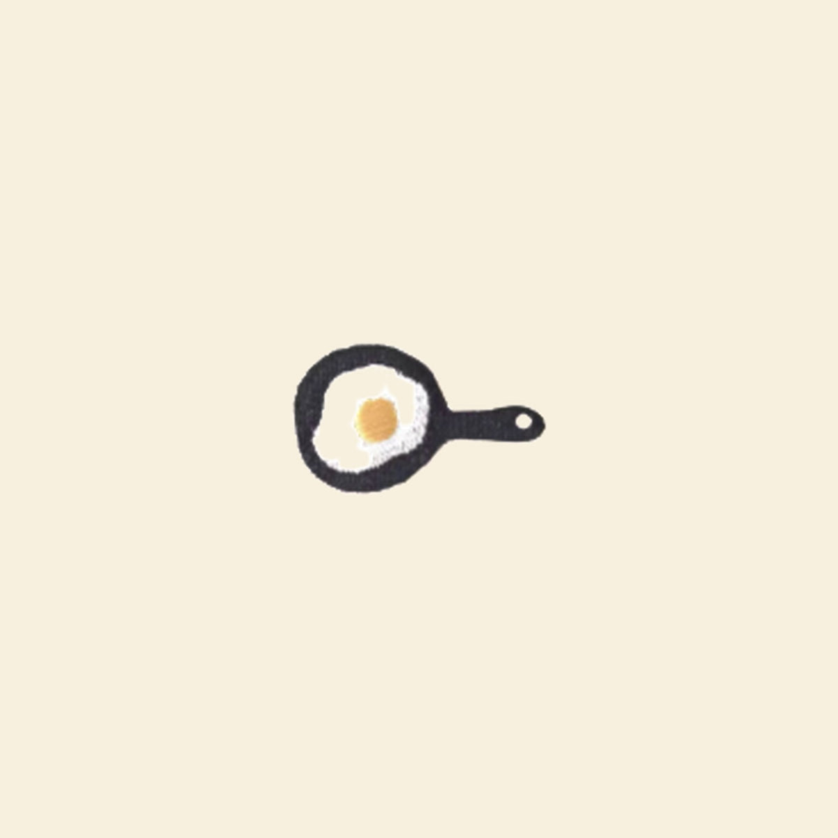 Fried egg in a pan embroidered bag patch