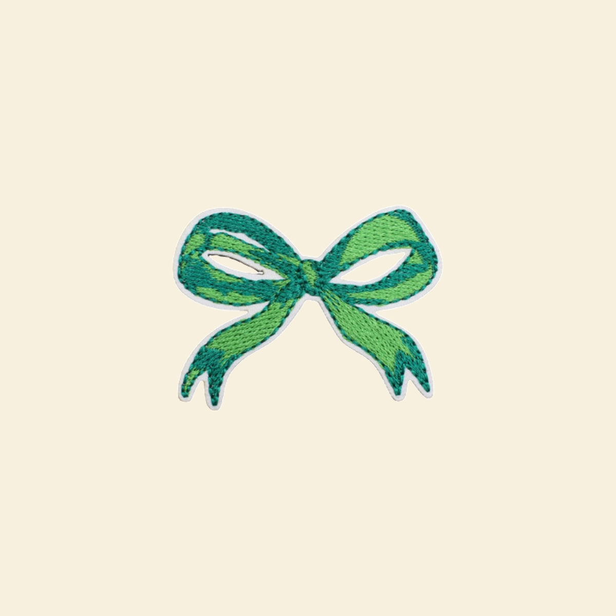 Green ribbon bow embroidered bag patch