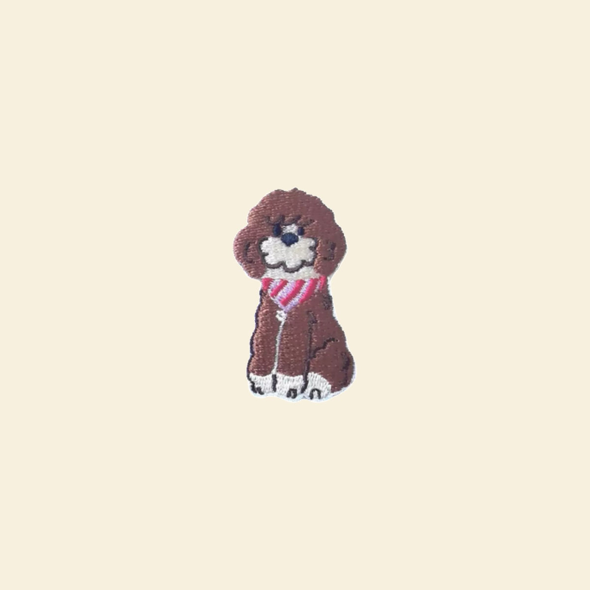 Brown labradoodle with a bandana patch for personalising a canvas tote