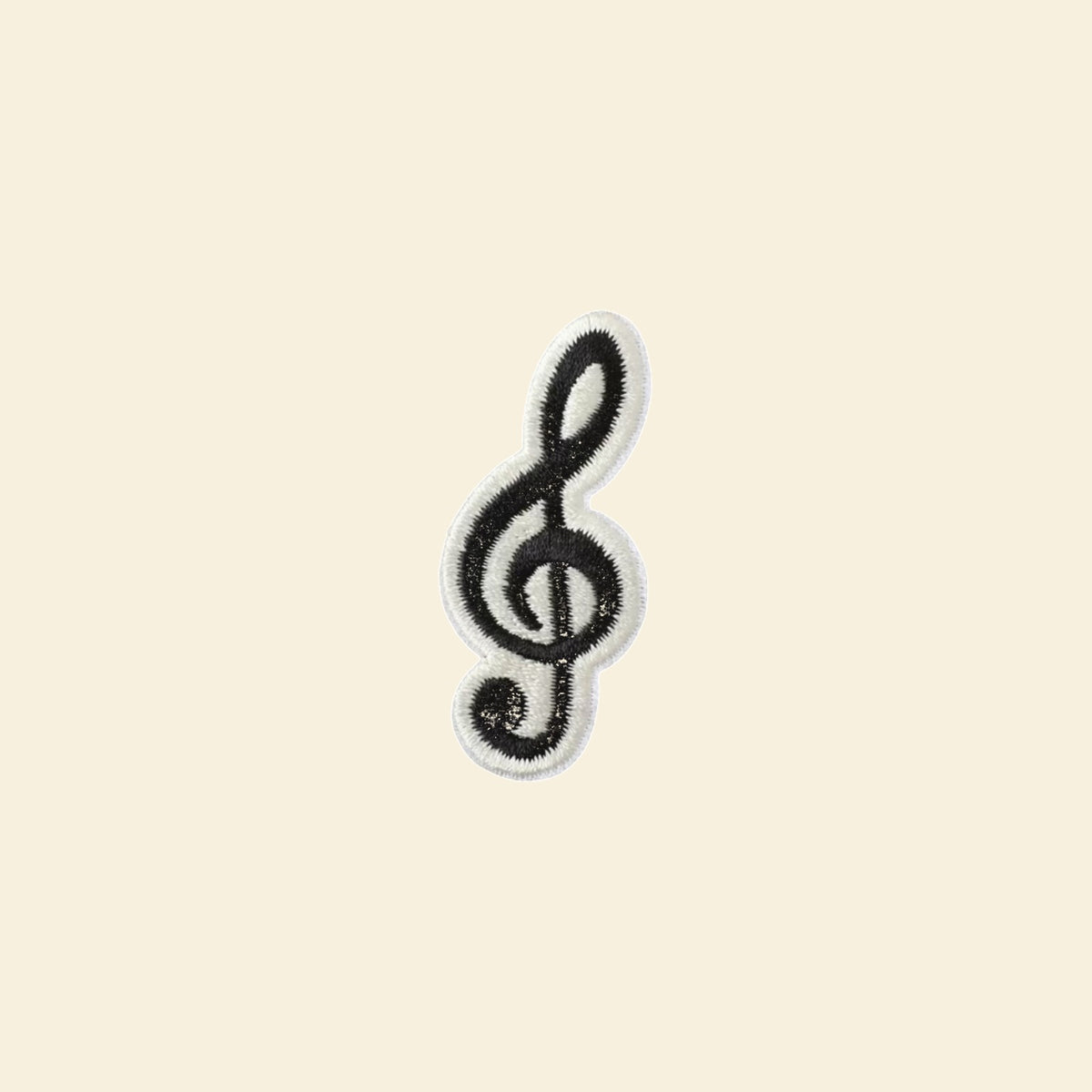 Black treble clef music note embroidered tote bag patch