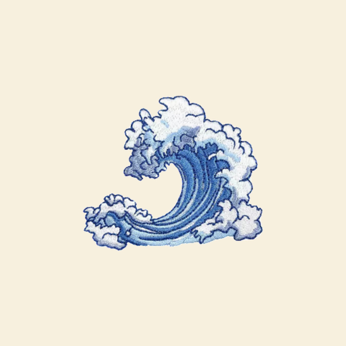 Great ocean wave embroidered patch for a personalised tote bag