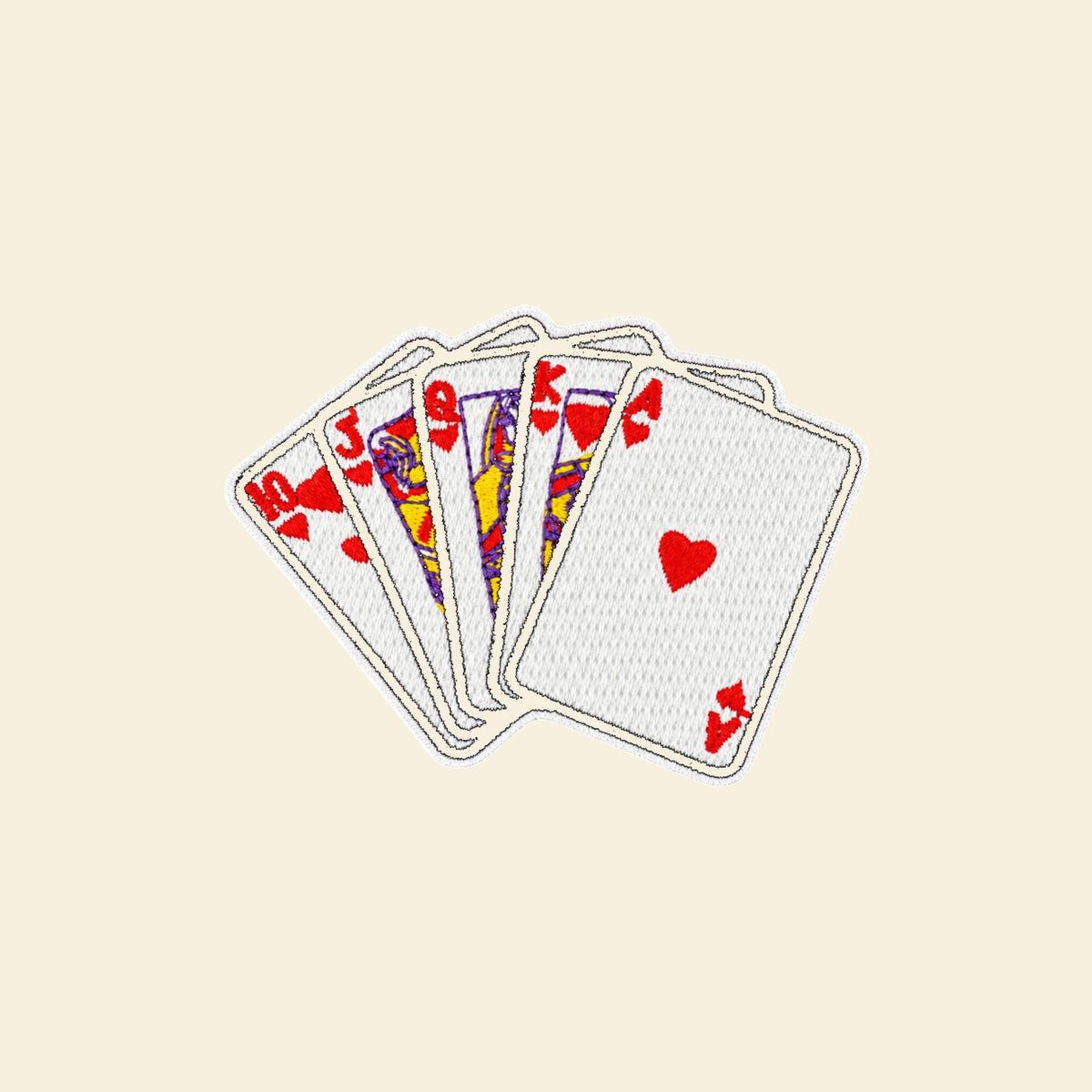 Royal flush playing cards embroidered tote bag patch