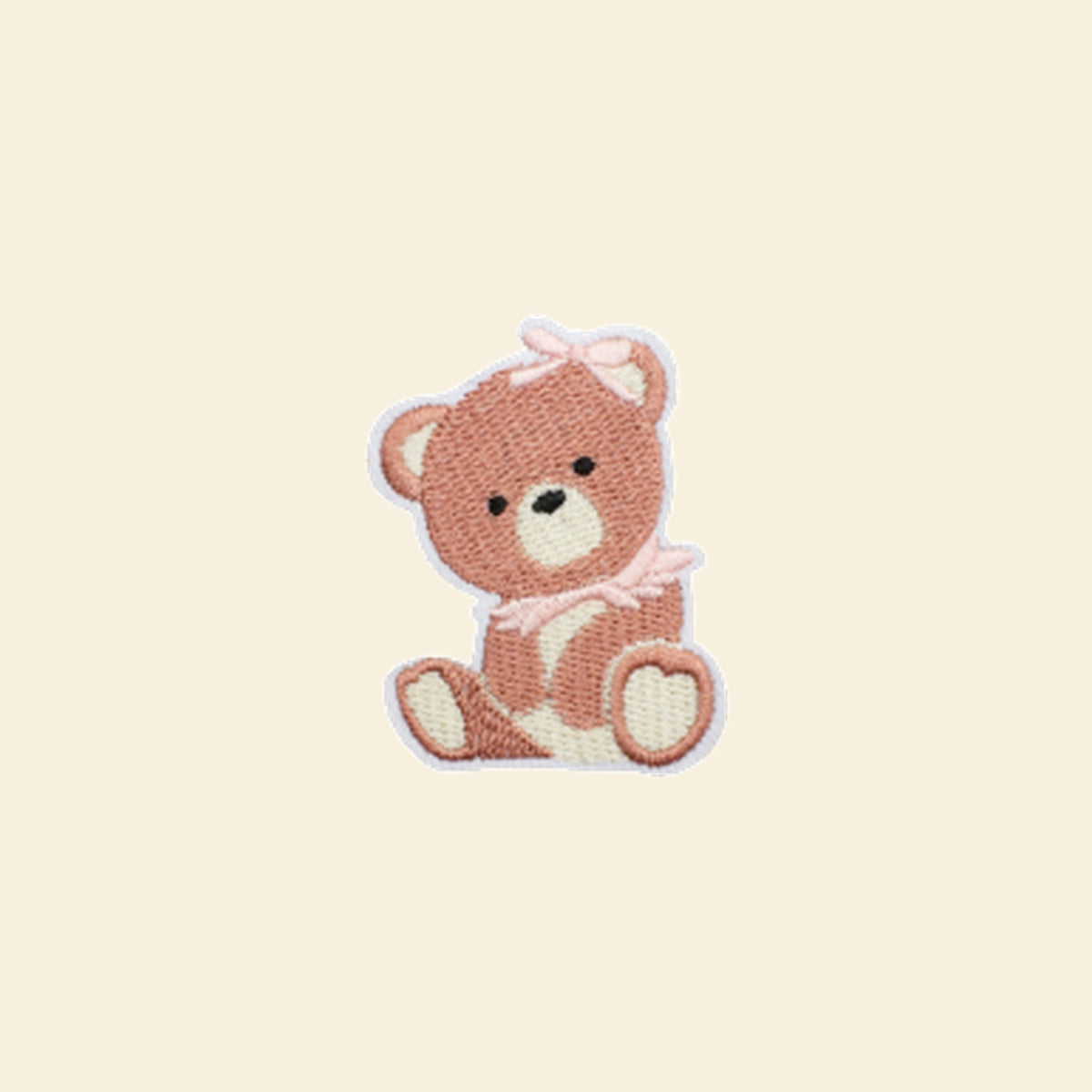 Pink teddy bear embroidered bag patch
